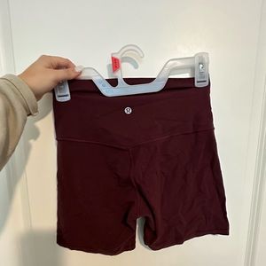 lululemon maroon biker shorts 6” inseam size 6